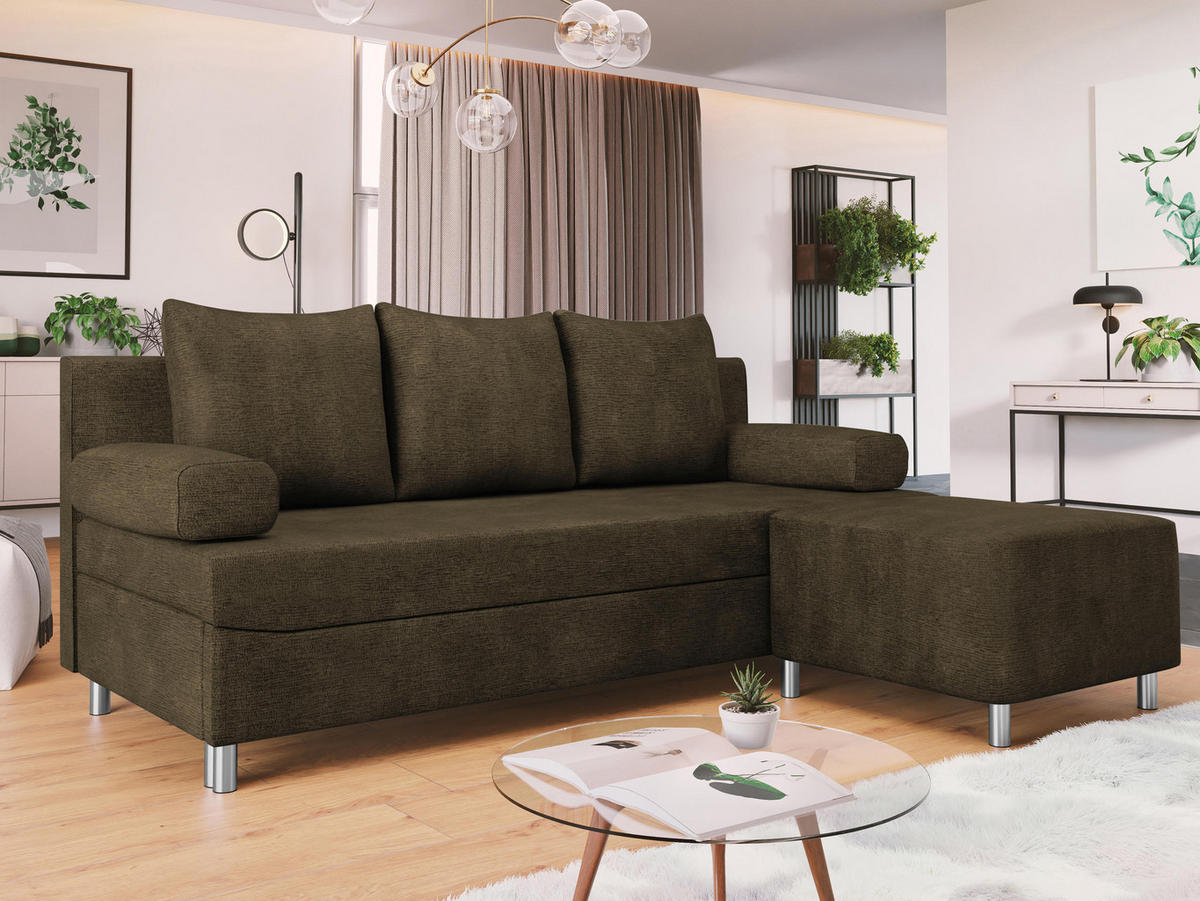 SCHLAFSOFA Dover mit Polsterhocker - Chromfarben/Nussbaumfarben, Holz/Kunststoff (192/86/80cm) - MIRJAN24