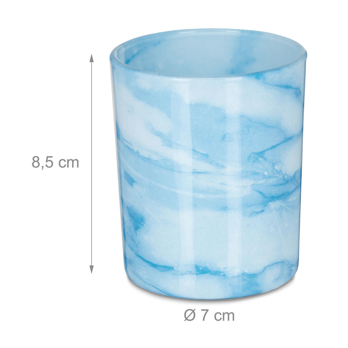 12xTEELICHTGLÄSER - Blau, Glas (8.5cm) - Relaxdays