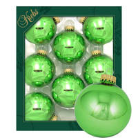 CHRISTBAUMKUGELN Uni-Design Amira Grün 7cm (Glas / 8 Stk.) - Grün, Glas (7/7/7cm) - Krebs Glas Lauscha