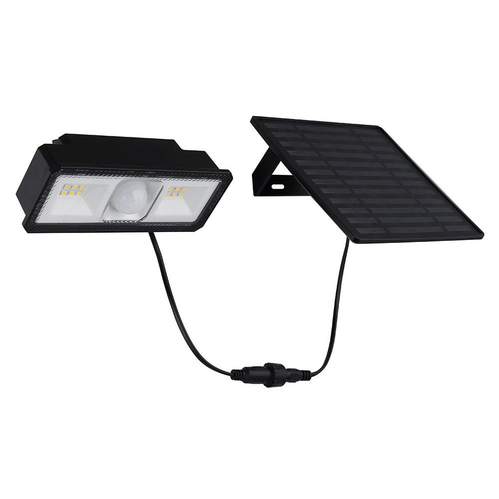 LED AUSSENLEUCHTE Solar Weiß Bewegungsmelder - Schwarz, Kunststoff (15/14.2/9cm) - Globo Lighting