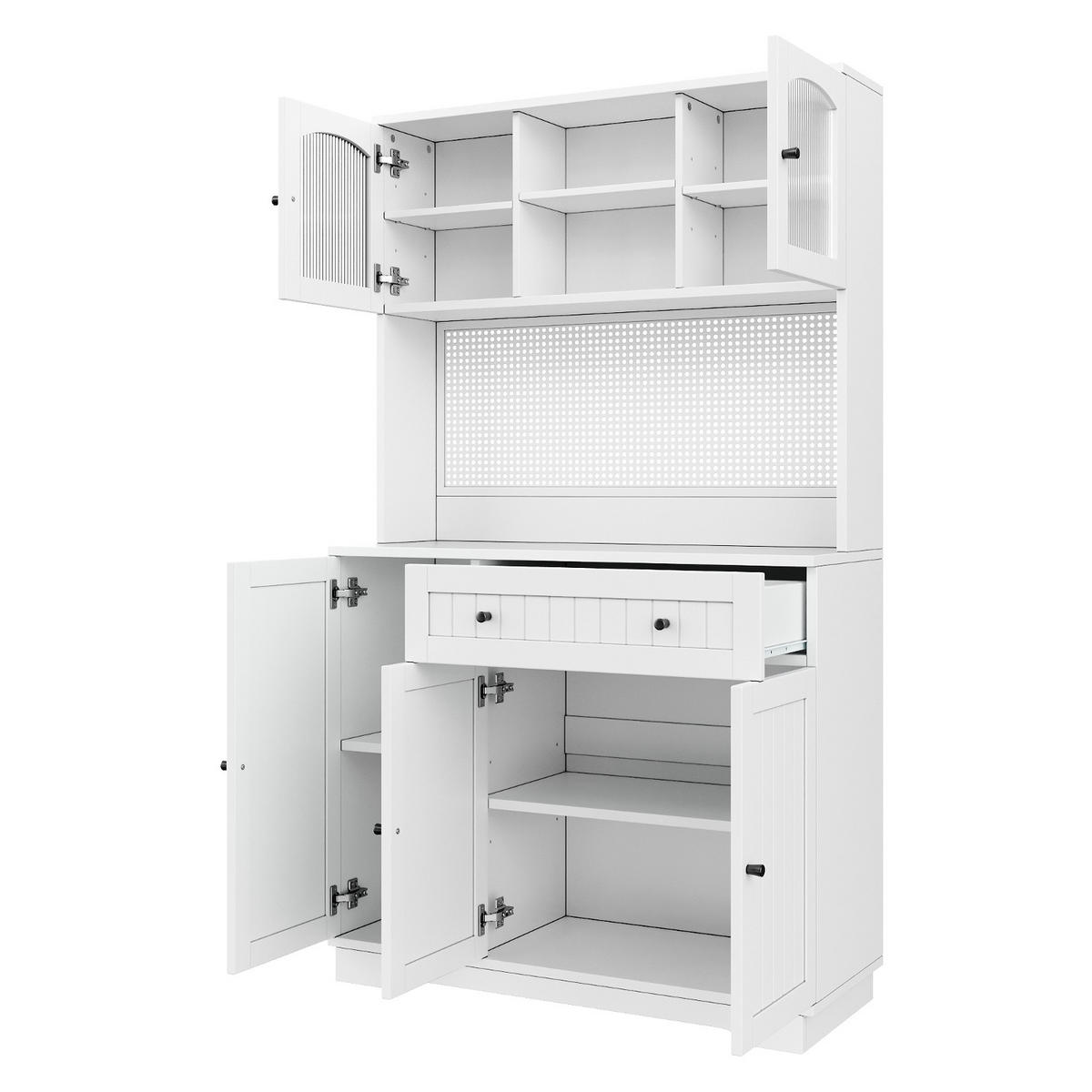 KÜCHENSCHRANK103,5/180/40 cm, Spanplatte, Weiß, VERSTELLBARE EINLEGEBÖDEN, Hochschrank mit Lochblech für Küche und Esszimmer - Weiß, Holzwerkstoff (40/180/103.5cm) - Rolipo