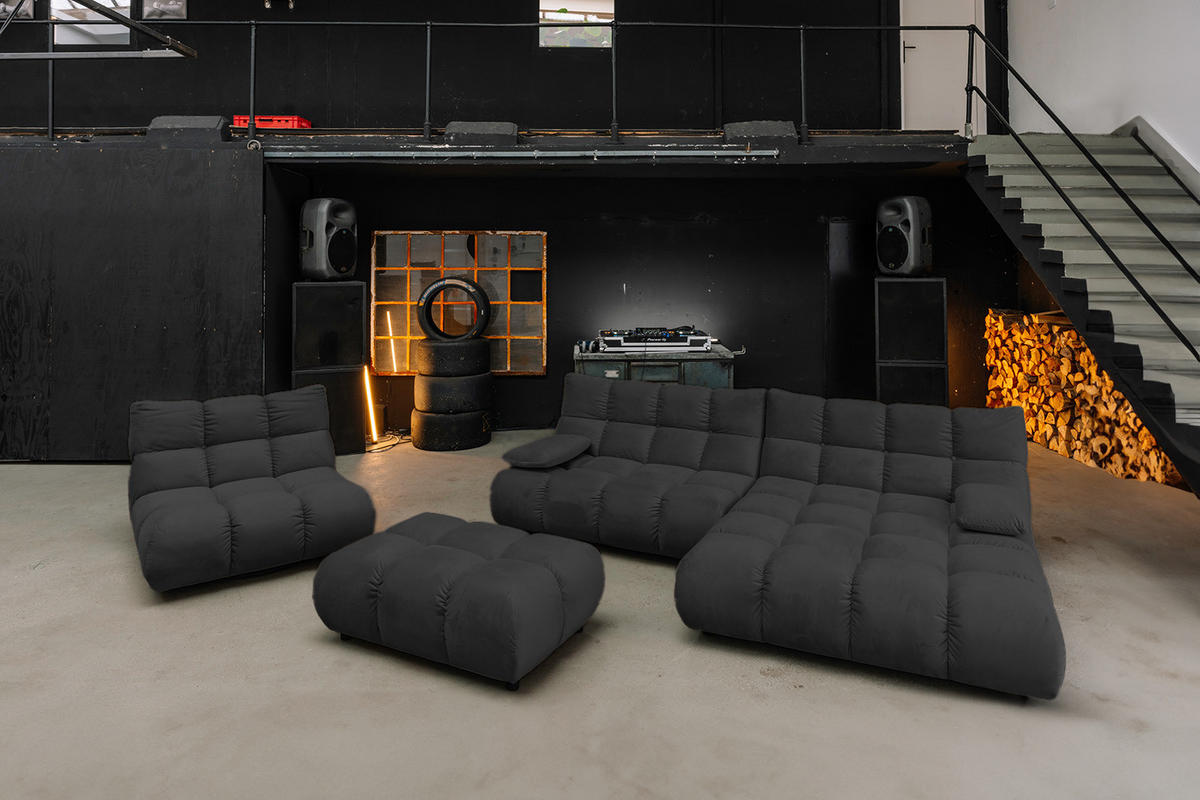 DREHSESSEL VIVIEN Schwarz Velvet Drehbar (360°) - Schwarz, Kunststoff/Textil (112/85/108cm) - KAWOLA