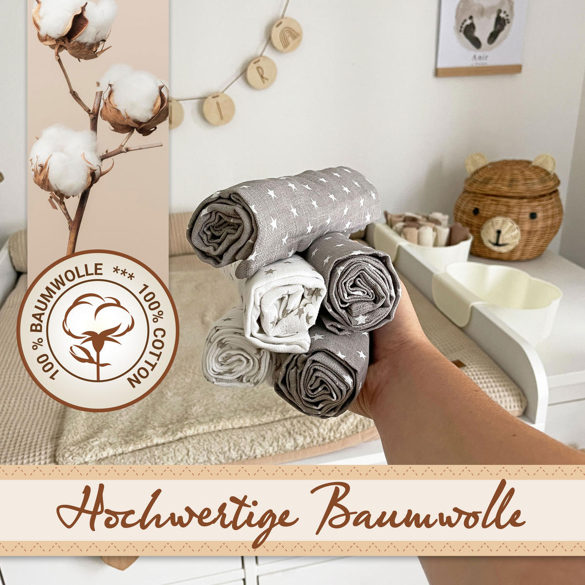 SPUCKTÜCHER, 10er-Set, 80x80 cm, 100% Baumwolle, farblich sortiert - Multicolor, Textil (80/80cm) - Zollner