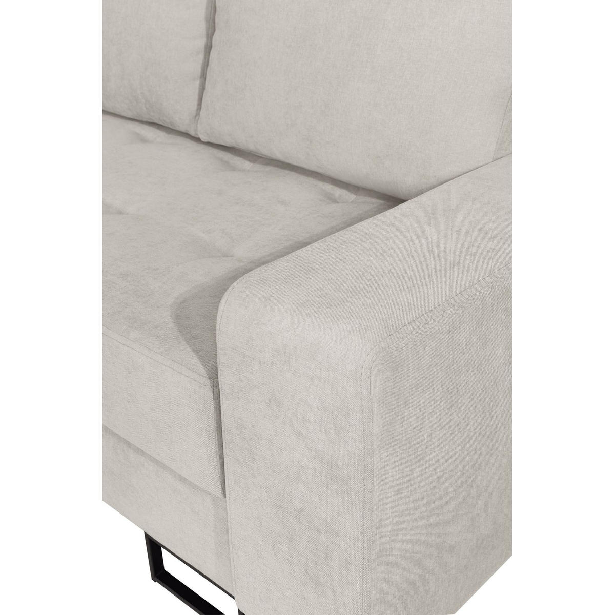 ECKSOFA Larelle Hellbeige Chenille 245 cm - Ecru/Schwarz, Textil/Metall (245/200cm) - Selsey