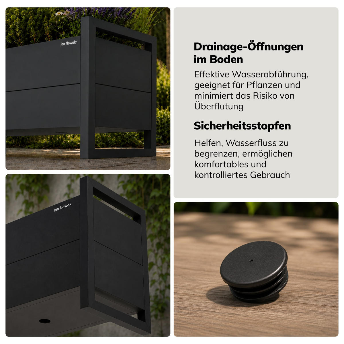 BLUMENKASTEN aus Metall MARGARET 100x43x38 cm - Anthrazit, Metall (100/43/38cm) - Jan Nowak
