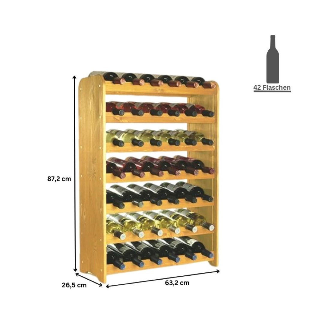 WEINREGAL Pinotwine C 87,2x63,2x26,5 cm 42 Flaschen Massives Kiefernholz Rotbraun Geölt - Rotbraun, Holz (63.2/87.2/26.5cm) - PROREGAL