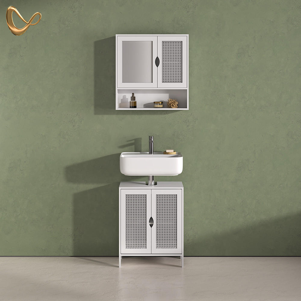 BADMÖBEL-SET Mincio, Weiß, 2-teilig - Weiß, Holzwerkstoff (50/60/29cm) - Livinity®