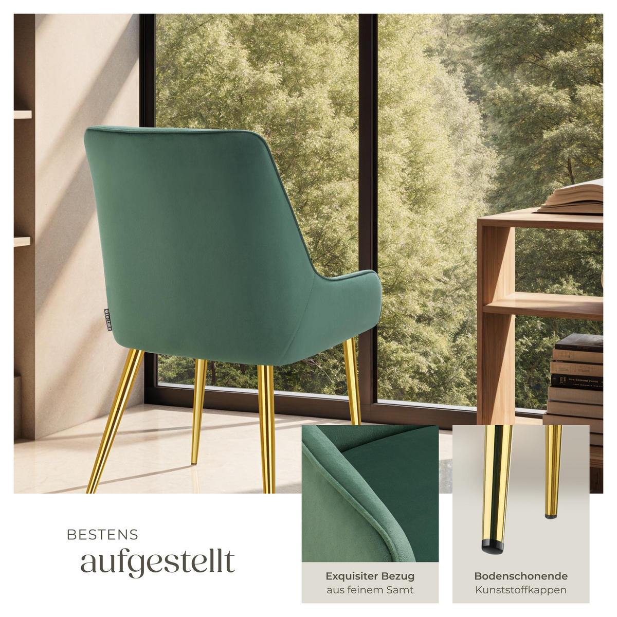 POLSTERSTUHL 6er Set Avane 52 x 61 x 89 cm grün - Grün, Textil (52/89/61cm) - tectake