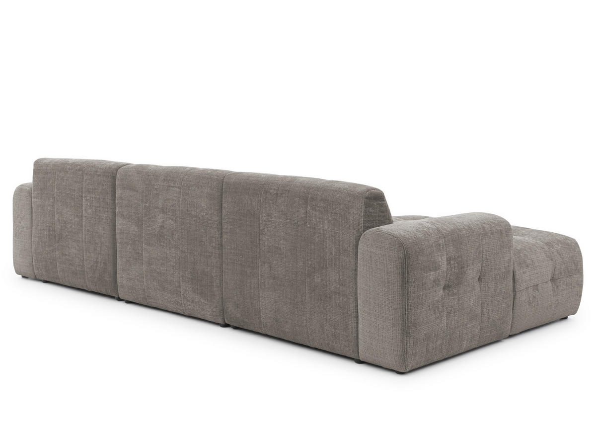 WOHNLANDSCHAFT Kozy im Bumpy-Design mit fester Rückenlehne aus weichem Taupe Chenille-Stoff - Taupe/Schwarz, Holz/Kunststoff (323/79/161cm) - S-Style Möbel