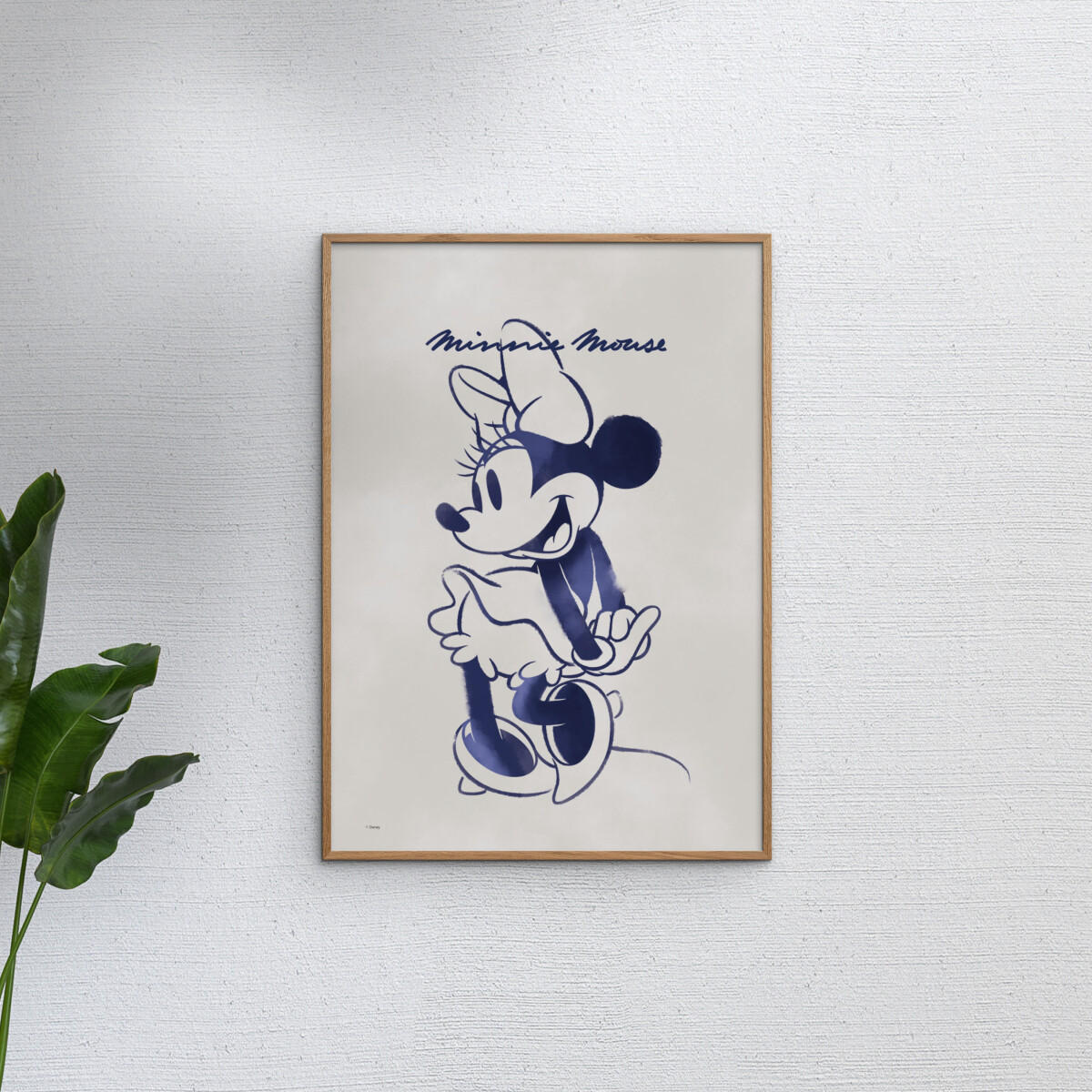 POSTER mit Rahmen Disney - Disney - Minnie Mouse Blue - Blau/Eichefarben, Holz/Papier (50/70cm) - Poster&Frame