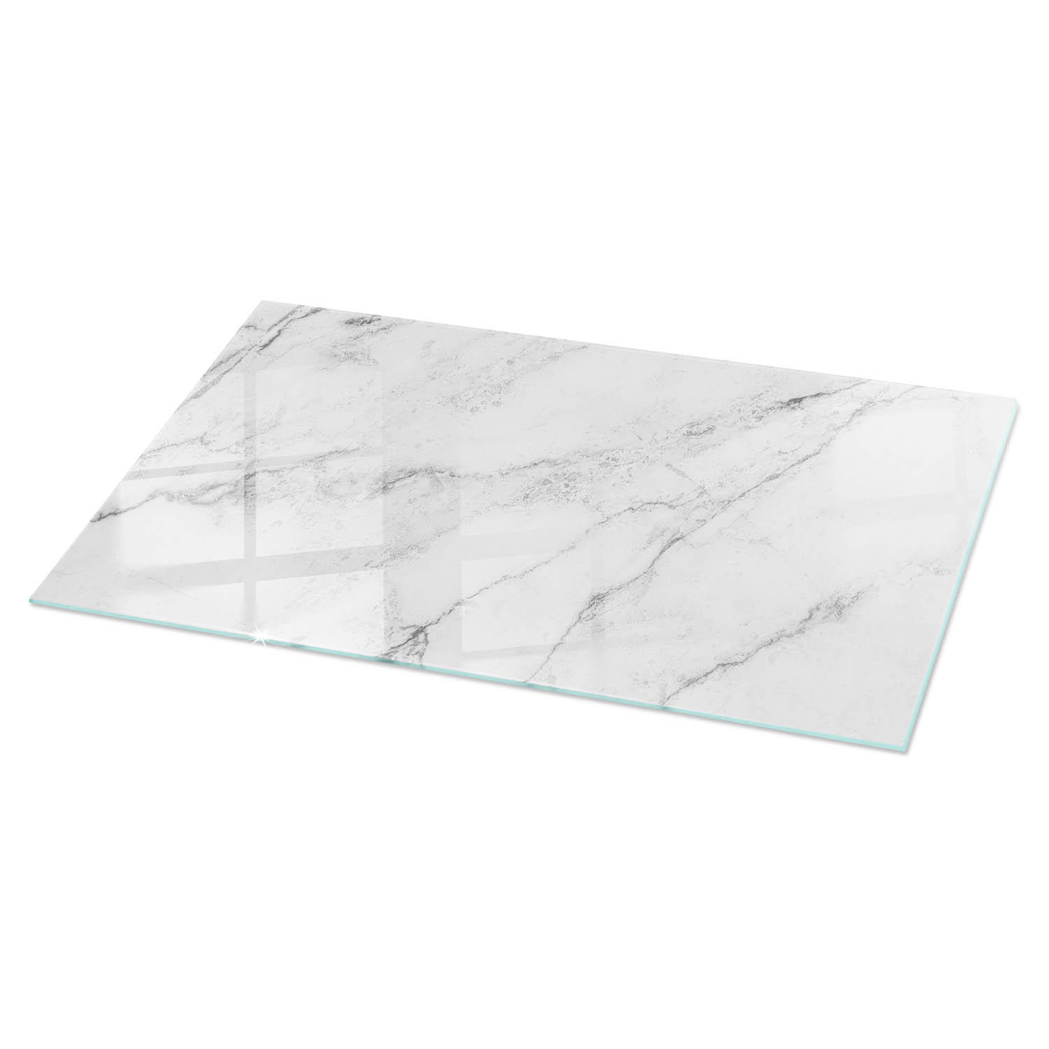 TISCHPLATTE 100x50 cm Marmorierte Oberfläche - Weiß/Grau, Glas (100/50/0.4cm) - TULUP