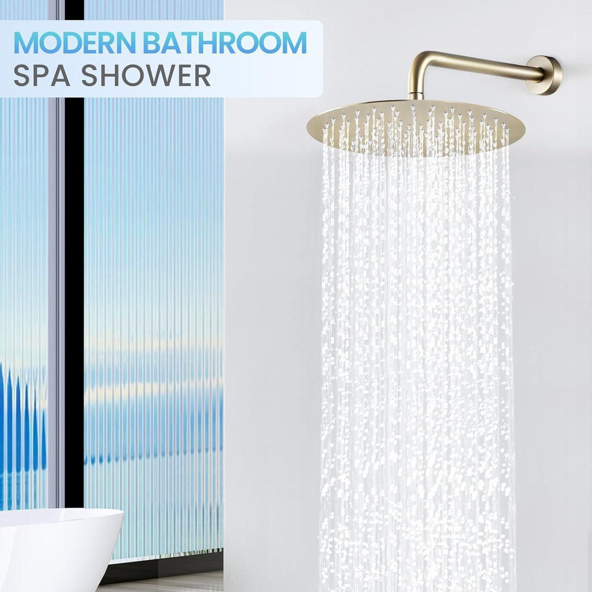 REGENDUSCHE 30 cm Rund Edelstahl Gebürstetes Gold - Goldfarben, Metall (30.5/12.7/30.5cm)