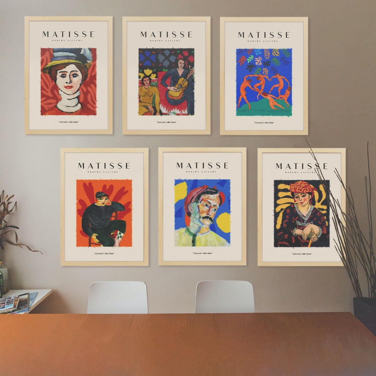 RAHMEN Set mit 6 aus MDF und Acrylglas Schutz und Aussteller für Fotografien, Bilder, Poster, Gemälde, Dekoration für Haus Farbe Hellholz 50X70 cm - Beige, Holz (50/3/70cm) - Nacnic