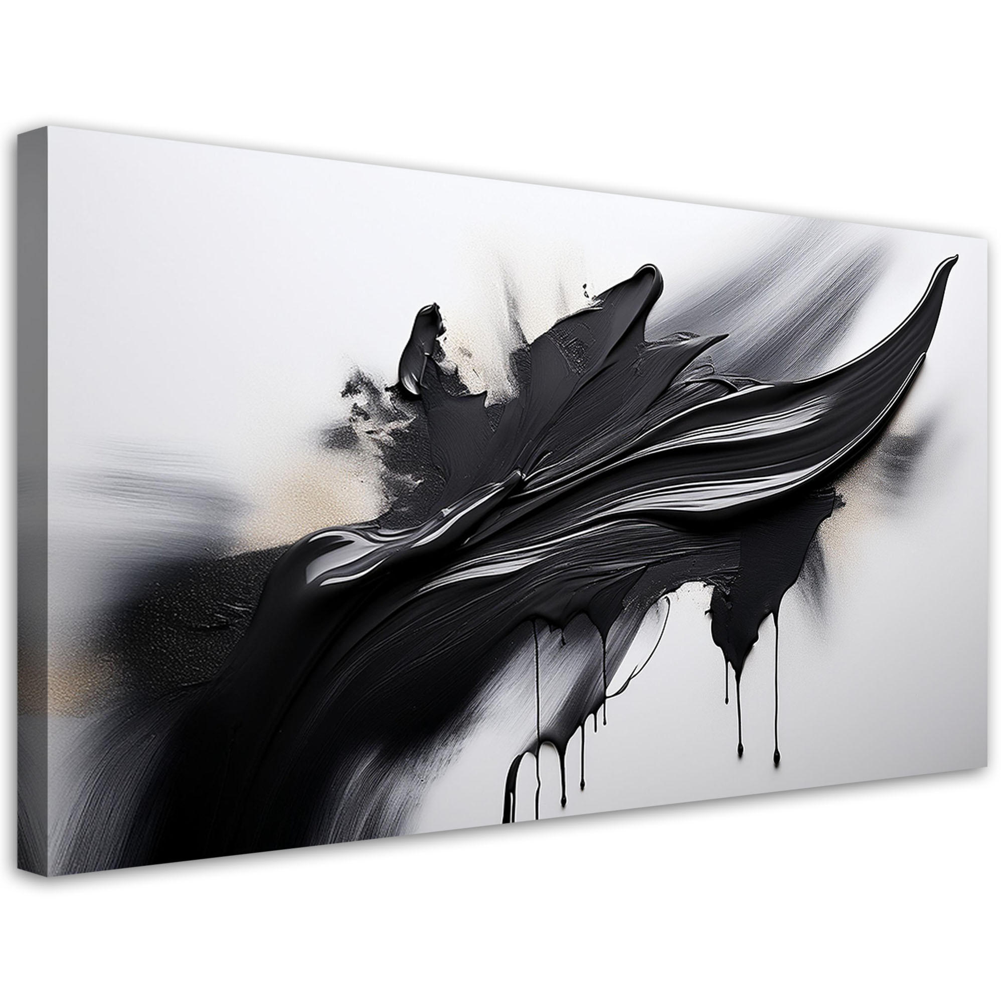 LEINWANDBILD Abstraktion Schwarz-Weiß-3D-Effekt 80x40cm - Schwarz, Textil (80/40cm) - Feeby