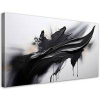 LEINWANDBILD Abstraktion Schwarz-Weiß-3D-Effekt - Schwarz, Textil (80/40cm) - Feeby
