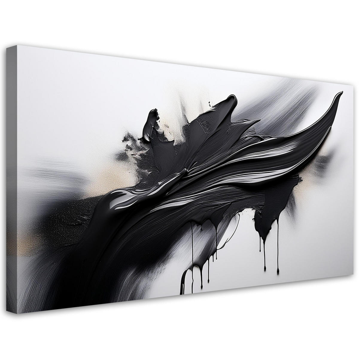 LEINWANDBILD Abstraktion Schwarz-Weiß-3D-Effekt - Schwarz, Textil (80/40cm) - Feeby