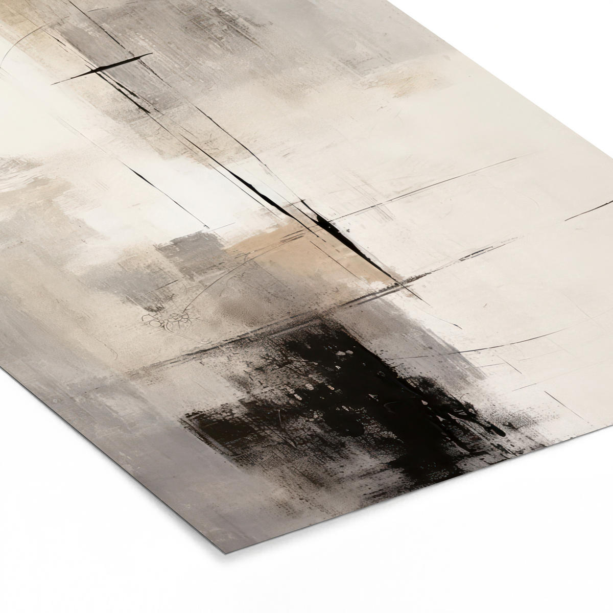 GERAHMTES BILD Abstrakt - Kunst - Grau 60x80 cm - Hellgrau, Papier (60/80cm) - MuchoWow