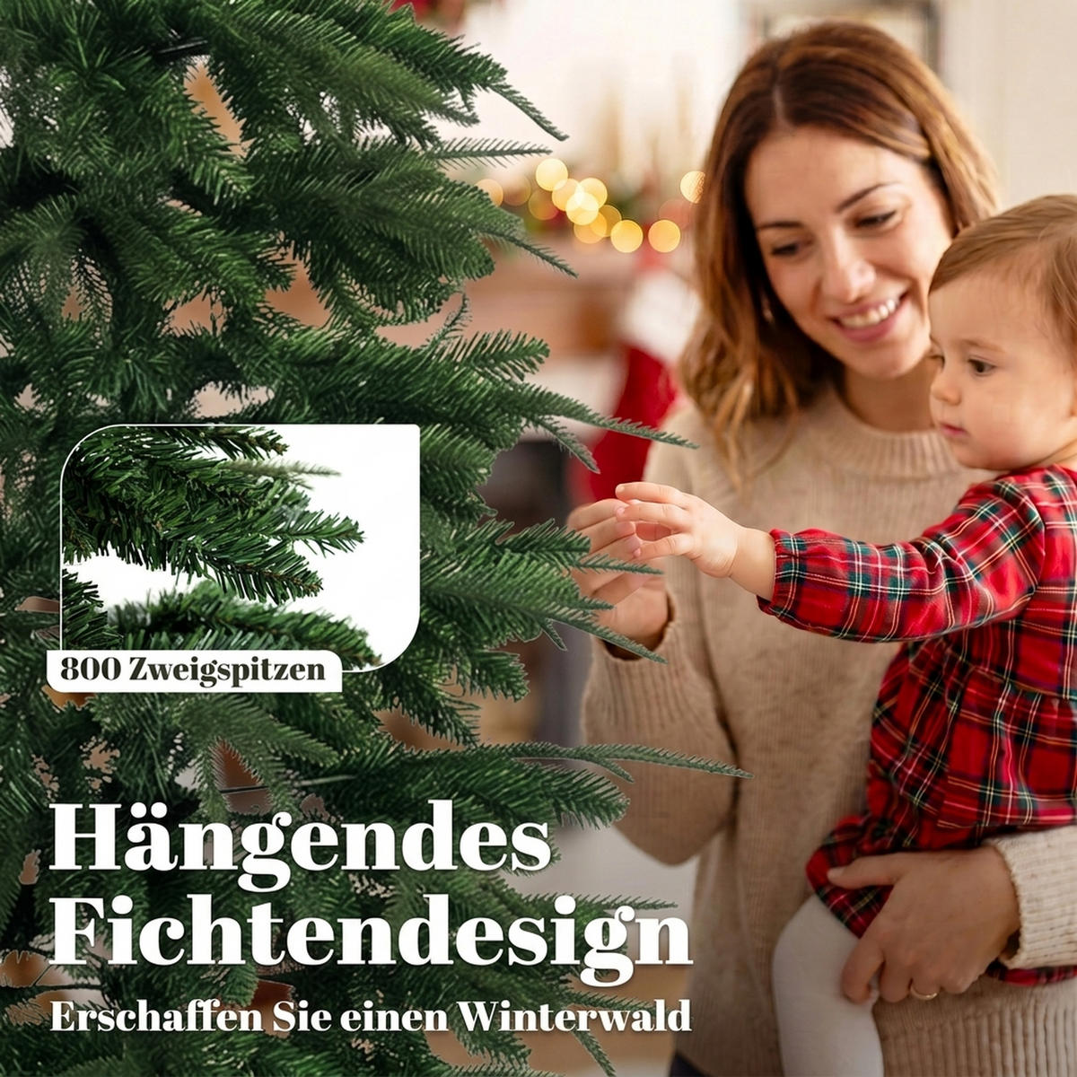 KÜNSTLICHER-WEIHNACHTSBAUM PE PVC Grün - Grün, Kunststoff (210cm) - HOMCOM