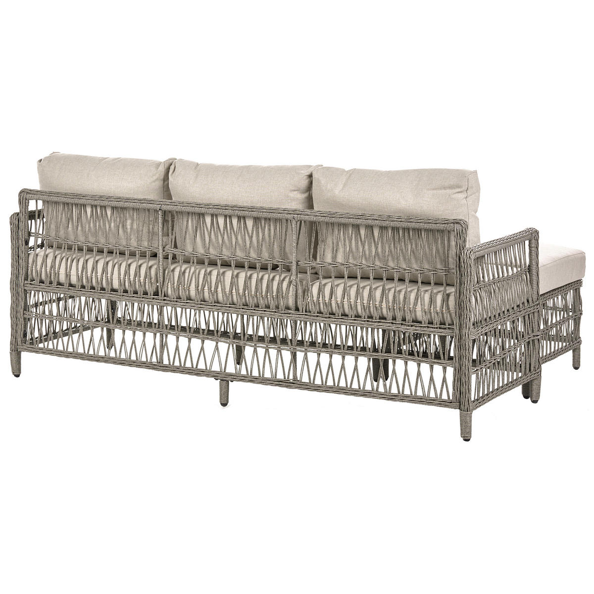 GARTENSOFA mit Ottomane 3-Sitzer Polyrattan Grau Ofena - Grau, Kunststoff (186/83/66cm) - Beliani