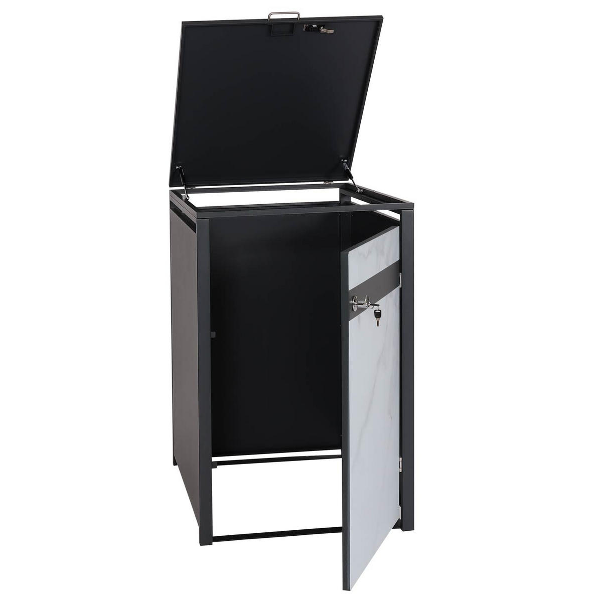 MÜLLTONNENBOX 1er 117x68x80cm Anthrazit Marmor-Optik hell - Creme, Metall (68/117/80cm) - PROREGAL