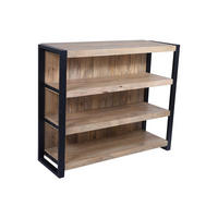 BARMÖBEL mit 3 Regalen - Mangoholz & Metall - Holzfarben & Schwarz - HARLEM II - Naturfarben, Holz (120/100/45cm) - Vente-Unique