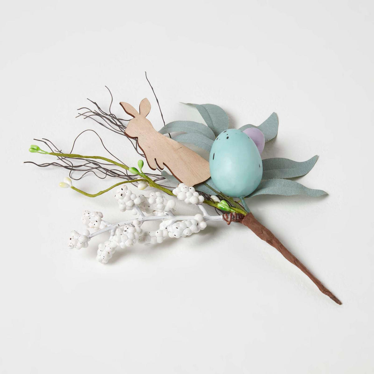 OSTERDEKO Zweig mit Eiern & Hase, 24 cm - Multicolor, Kunststoff (14/24/24cm) - Homescapes