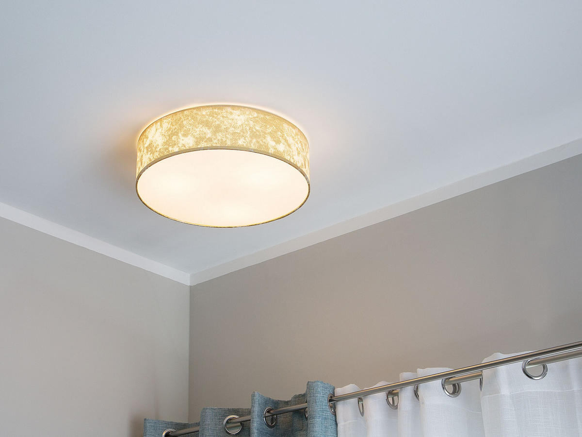 DECKENLEUCHTE Rena 45/45/12 cm - Goldfarben, Textil (45/45/12cm) - Beliani