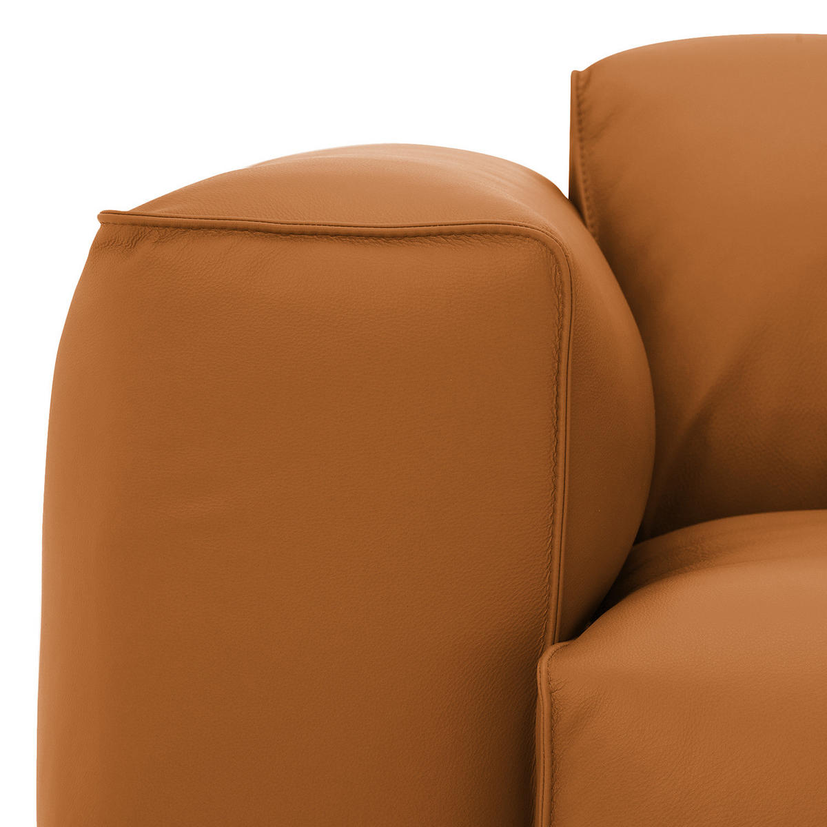 ECKSOFA mit Chaiselongue - Cognac/Schwarz, Leder/Kunststoff (290/173cm) - home24