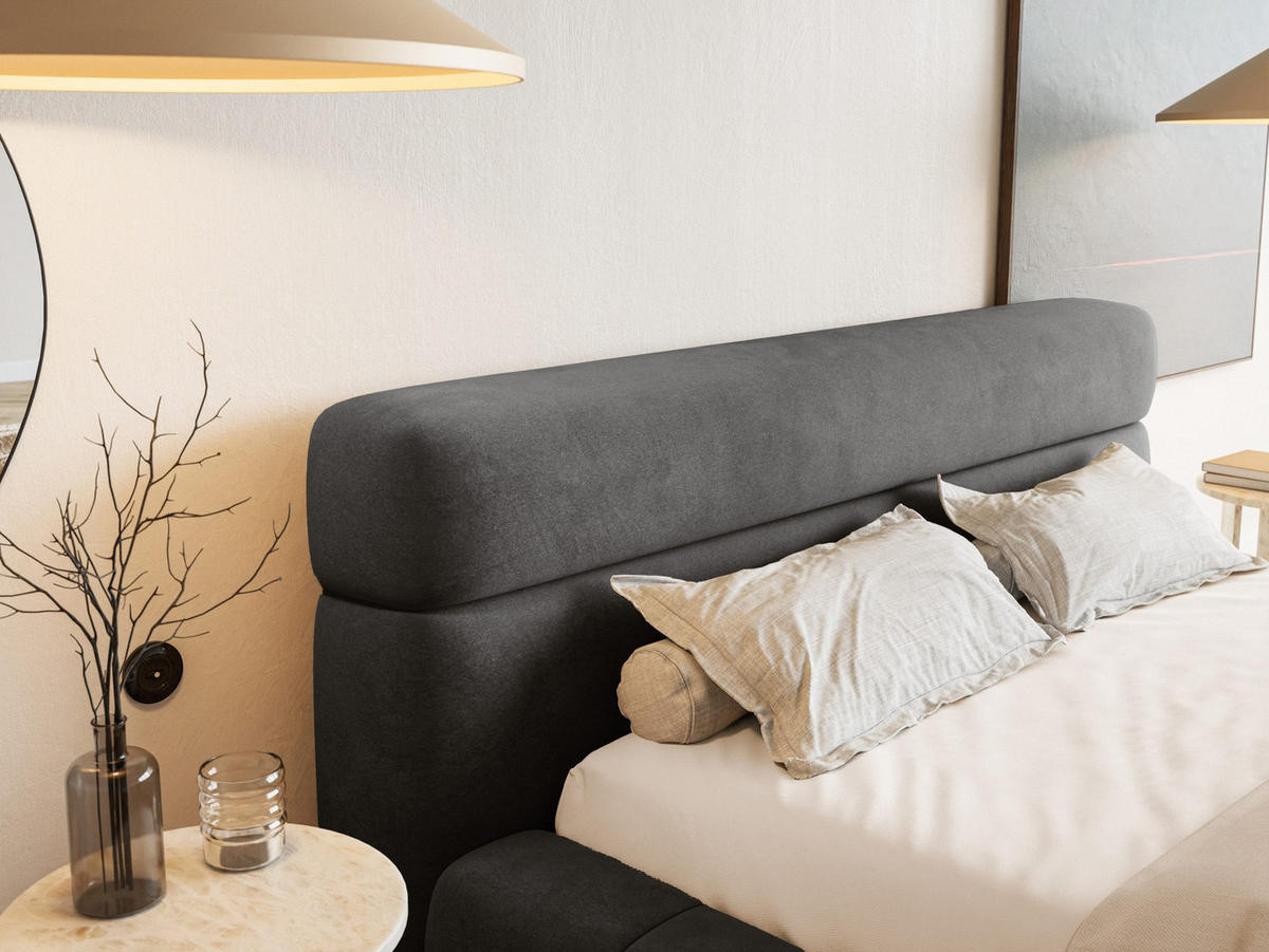 POLSTERBETT Nuuk 200x200 cm, Graphit - Graphitfarben, Textil (200/200cm) - Fedve
