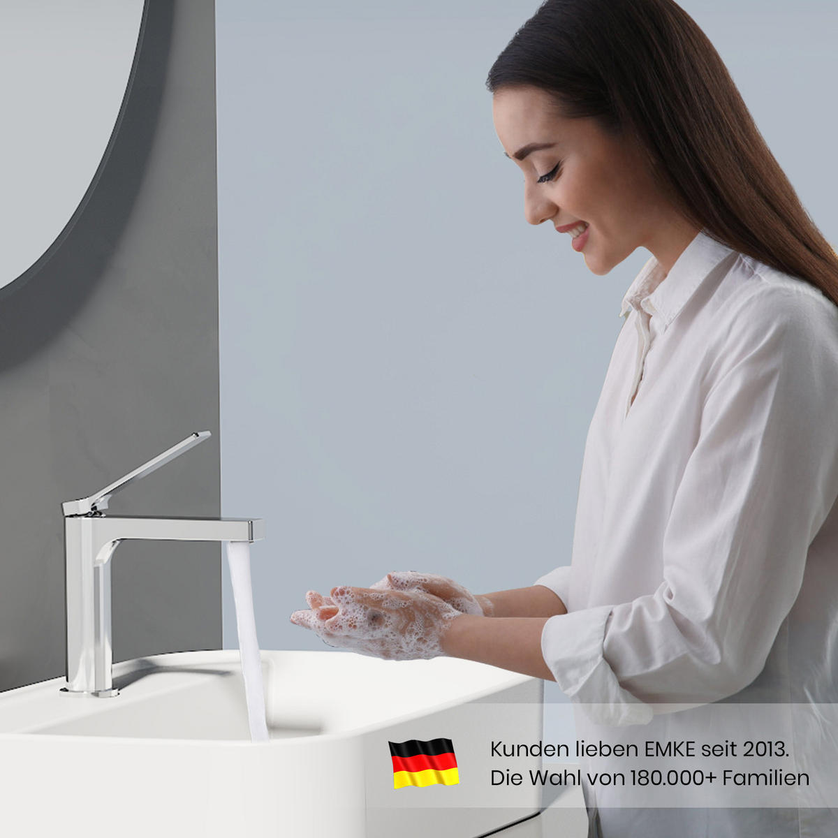WASCHTISCHARMATUR mit Spulen-Zertifiziertem Filterelement Verchromt - Chromfarben, Metall (17.3/4.6/19.5cm) - EMKE