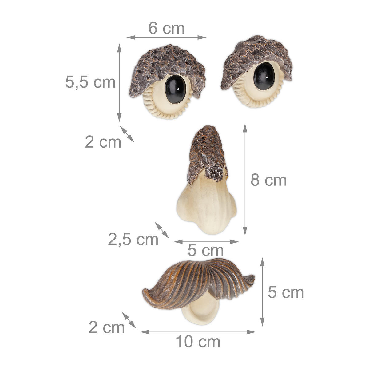 BAUMGESICHT - Multicolor, Kunststoff (5/10/2cm) - Relaxdays