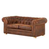 2-SITZER SOFA - Antiklederlook - Braun - Braun, Textil (180/74/94cm) - home24