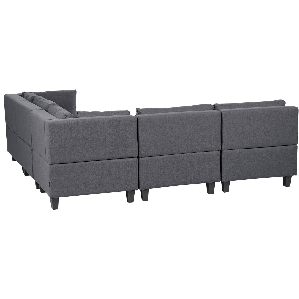 ECKFSOFA Modul 5-Sitzer linksseitig Dunkelgrau Stoff mit Ottomane Unstad - Dunkelgrau/Grau, Textil (228/228cm) - Beliani