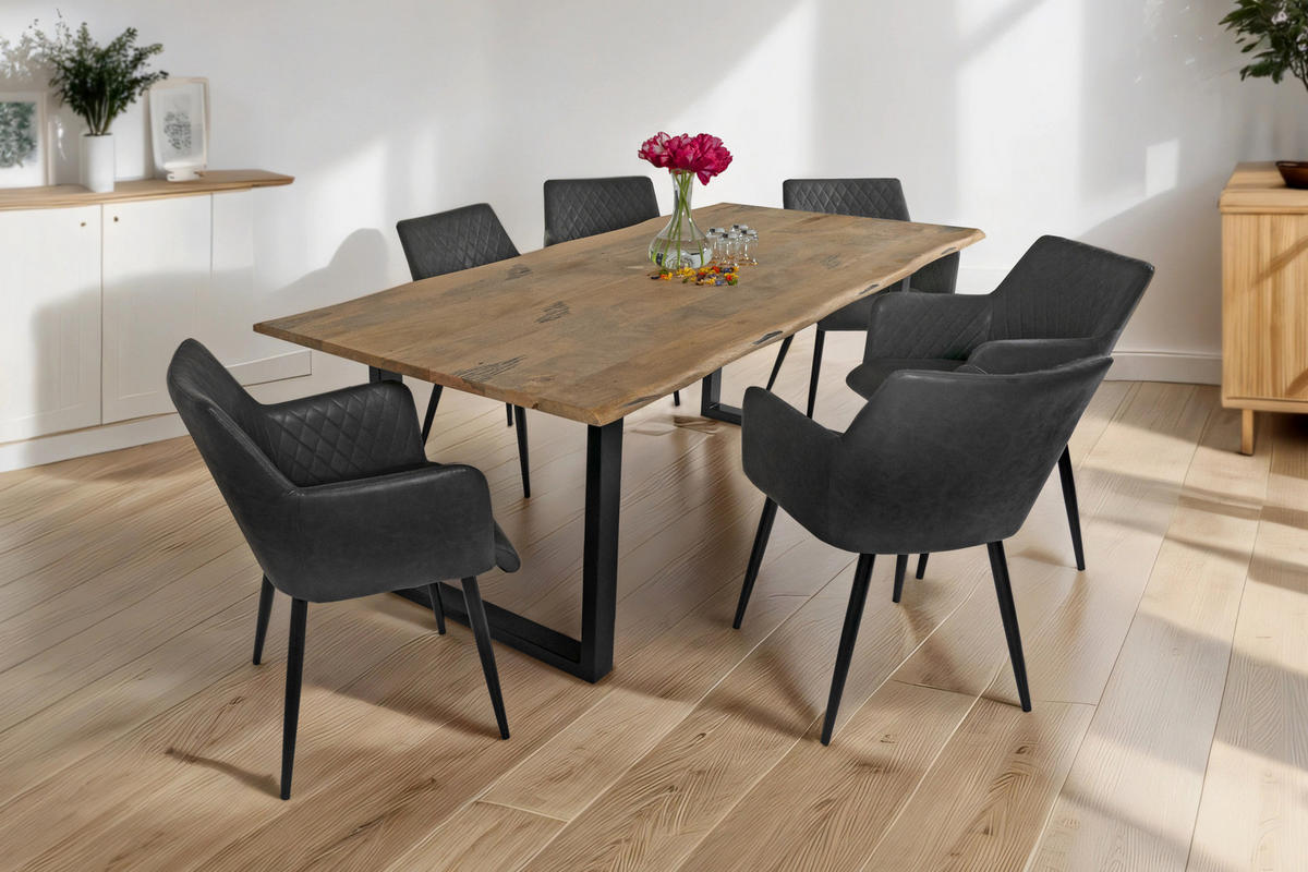 ESSTISCH TIGER - Beige/Schwarz, Holz/Metall (100/220/77cm) - SAM