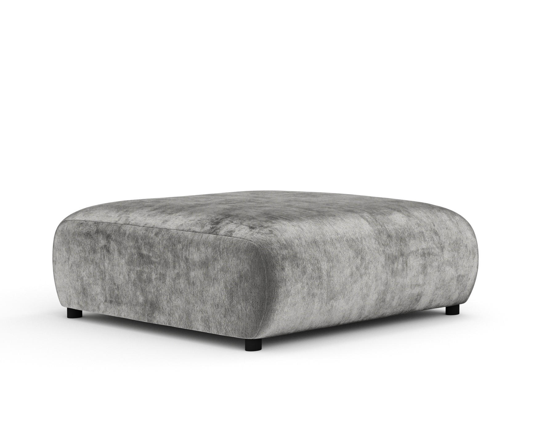 POUF L Zanzibar Grau Chenille - Schwarz/Grau, Holz/Holzwerkstoff (110/37/110cm) - Maison de Reve