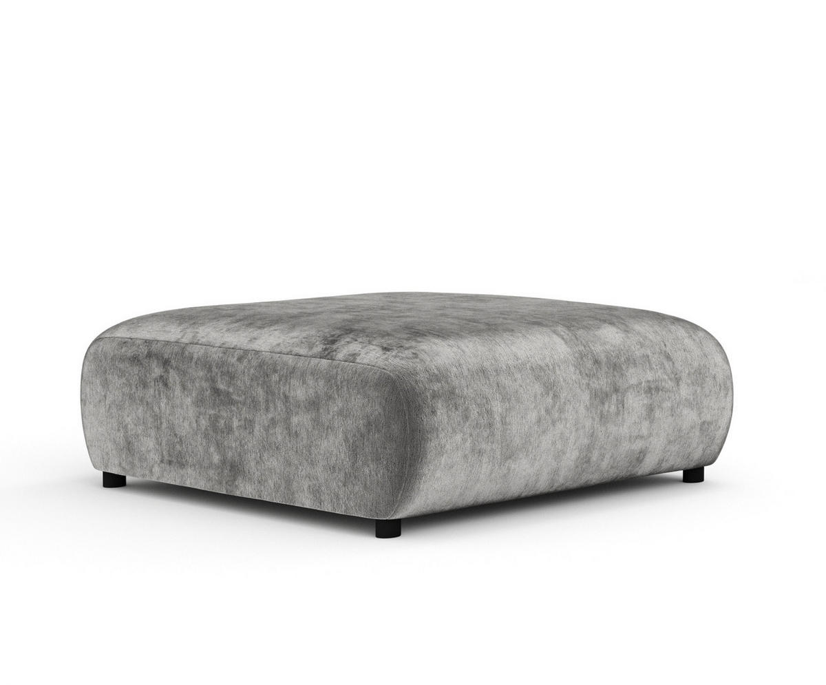 POUF L Zanzibar Grau Chenille - Schwarz/Grau, Holz/Holzwerkstoff (110/37/110cm) - Maison de Reve