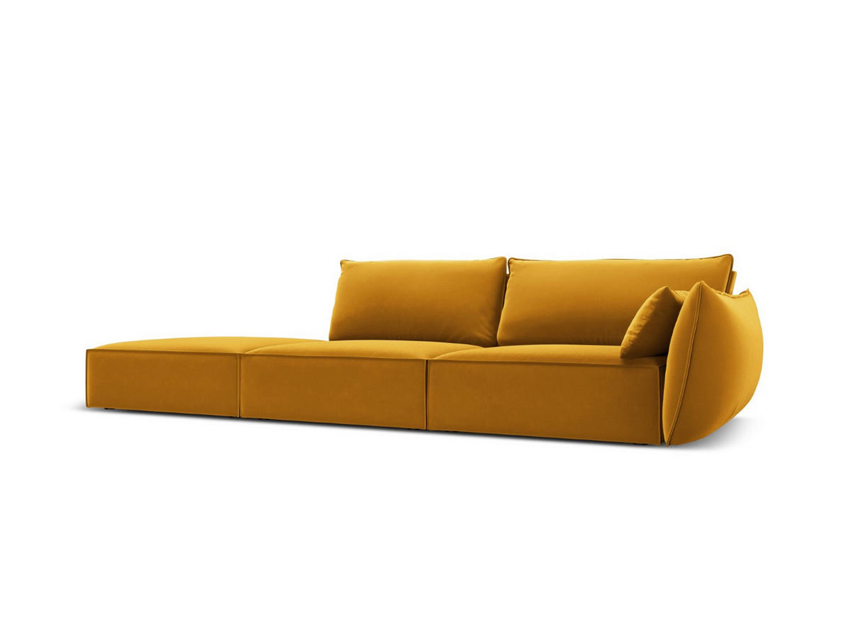 LINKES-SOFA Kaelle aus Samt gelb 4 Sitzplätze - Gelb, Textil (110/85/264cm) - Micadoni