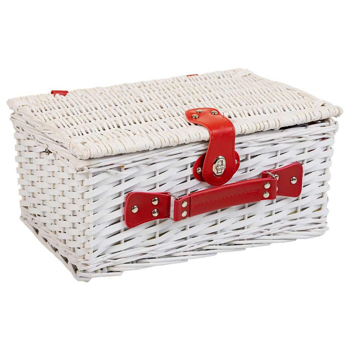 PICKNICKKORB, weiß, 40x28x19cm - Weiß, Naturmaterialien (40/20/28cm) - Wanderlust