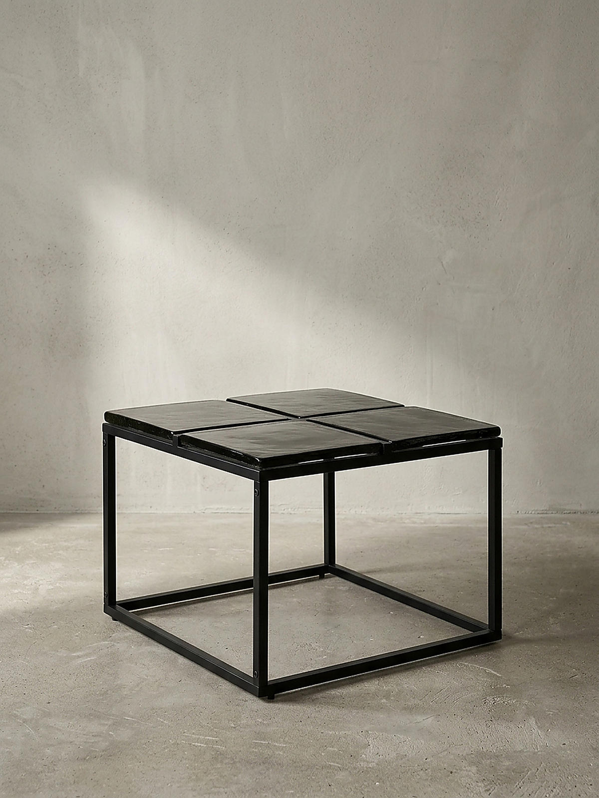 COUCHTISCH Quadratisch in Schwarz aus Glas und Metall, 58x58x43.5 cm - Schwarz, Glas/Metall (58/58/44cm) - KADIMA DESIGN