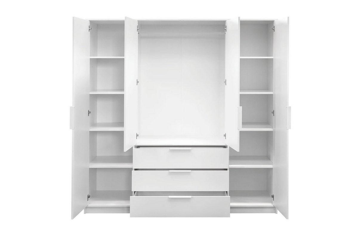 DREHTÜRENSCHRANK LABOO LUX 196/200/58 cm in Weiß mit Lamellen - Weiß, Holzwerkstoff (196/200/58cm) - Deine Möbel 24