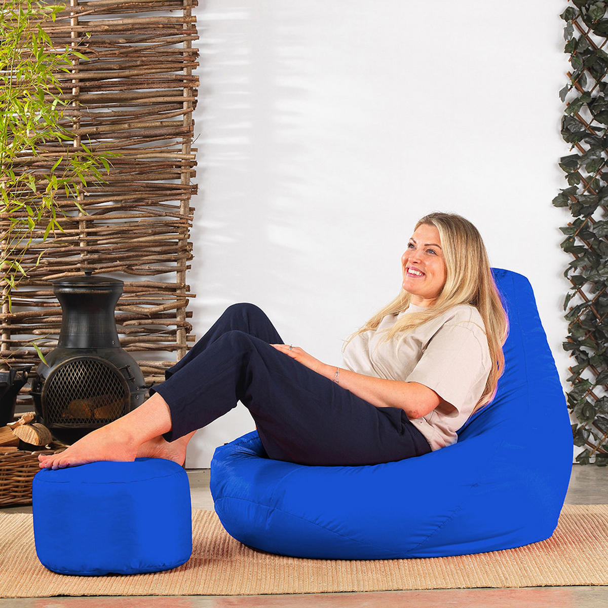 SITZPOUF Klassisch Rund - Blau, Kunststoff (38/20/38cm) - Veeva
