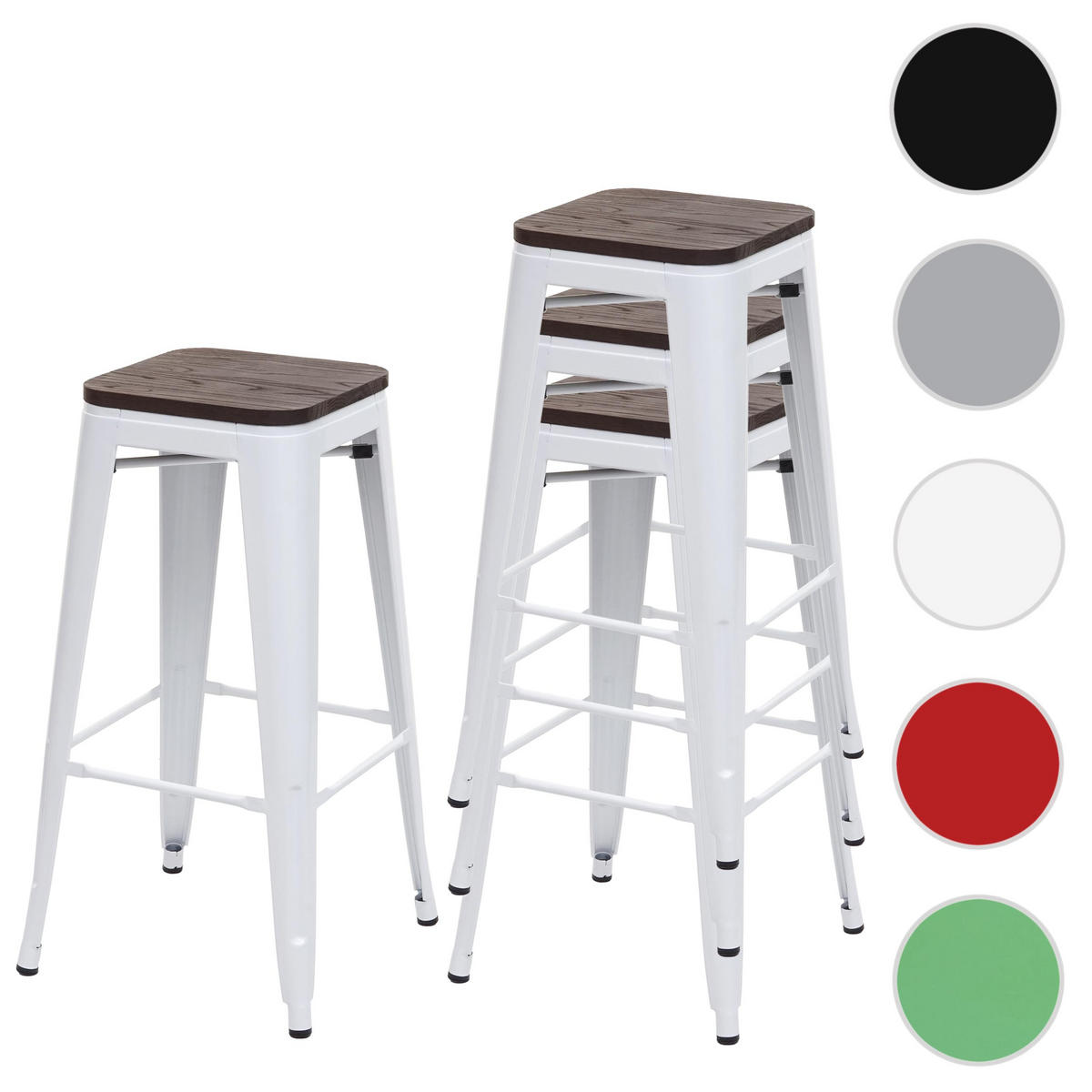 BARHOCKER Weiß 4er-Set - Weiß, Holz (42/76/42cm) - MCW