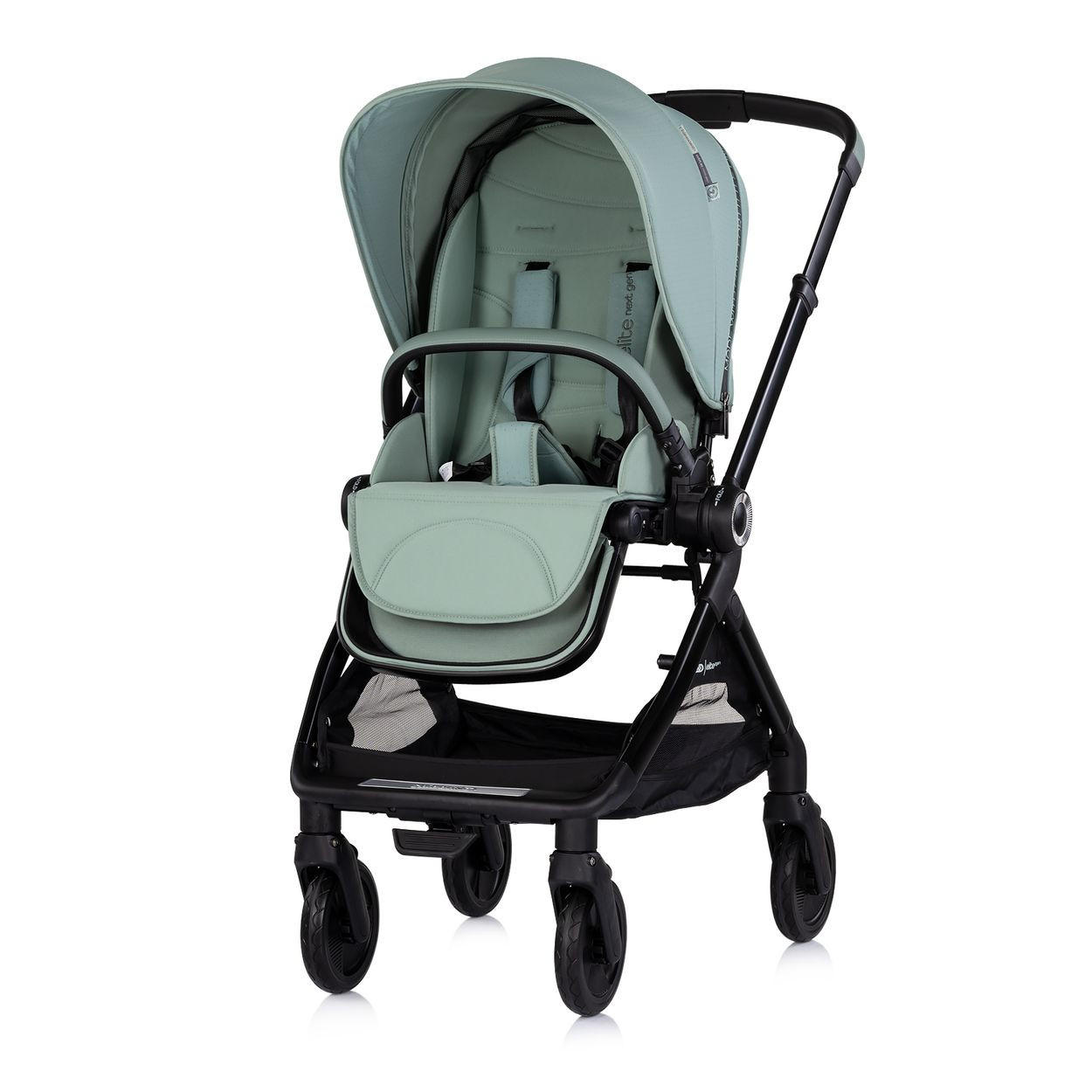KINDERWAGEN Elite 2 in 1 next GEN grün Tasche klappbar Fußsack Moskitonetz grün - Grün, Metall (69/49/112cm) - Chipolino