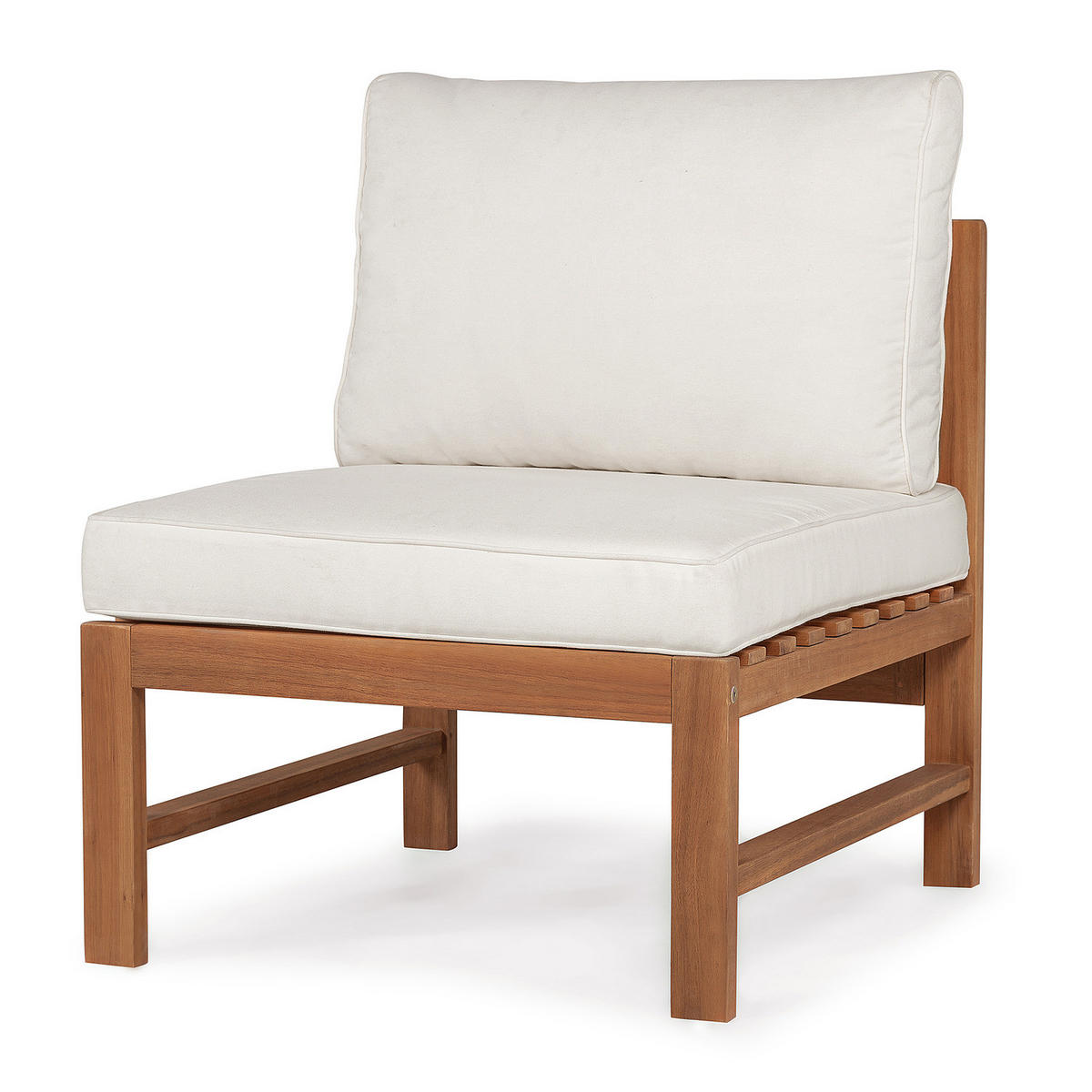 LOUNGESET - 2-teilig - Akazie massiv / Polyester - Braun / Beige - Beige/Braun, Holz/Textil - home24