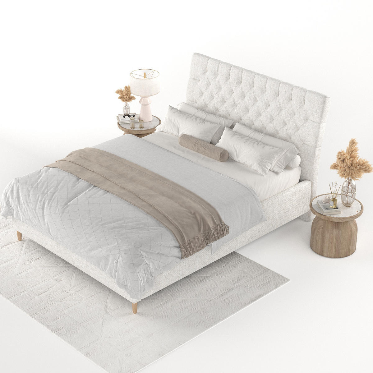 POLSTERBETT Lira 180/200 cm Creme im Neve Stoff - Creme/Naturfarben, Holz/Holzwerkstoff (180/200cm) - AltaBeds