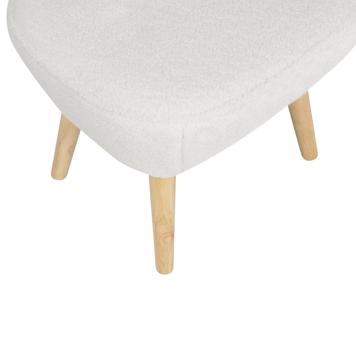 SESSEL Bouclé weiß/hellbraun plus Hocker Tumba - Hellbraun/Weiß, Textil (74/85/79cm) - Beliani