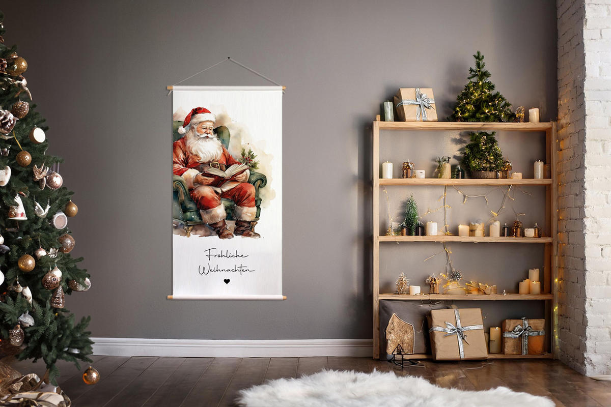 POSTER aus Stoff 60x120 cm Weihnachtsmann - Weiß, Textil (60/120/2cm) - artissimo
