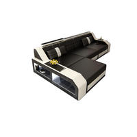 COUCH Arezzo L Schwarz Weiß Echtleder - Schwarz, Leder (308/194cm)
