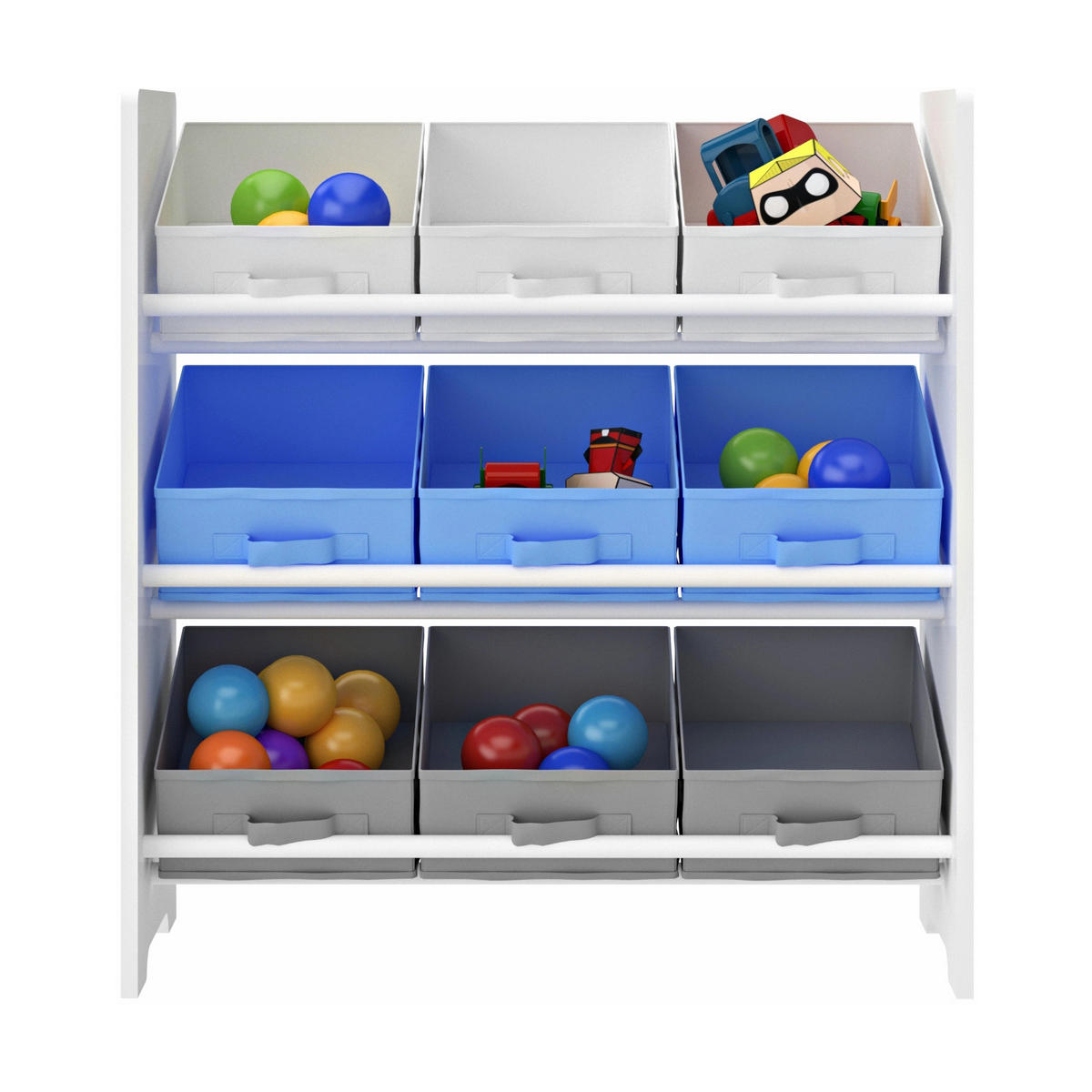 KINDERREGAL Boiro - Blau/Weiß, Holzwerkstoff/Textil (62/59.5/29.5cm) - [en.casa]