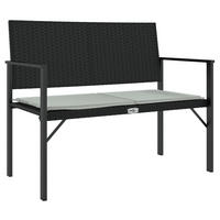 GARTENBANK 2-Sitzer mit Kissen Schwarz Poly Rattan - Schwarz, Holz (109/88/62cm) - furnicato